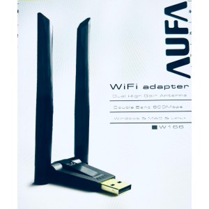 USB WiFi Dual Band Antenna 2.4/5.8GHz адаптер AUFA W166, 600 Мбит/с, 2,4 ГГц/5 ГГц, двухдиапазонный адаптер