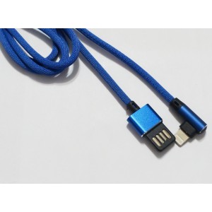 Кабель USB угловой Тканевые с плетеными проводами Lighting,iphon 7/8/X синий Кабель USB угловой Тканевые с плетеными проводами Lighting,iphon 7/8/X синий