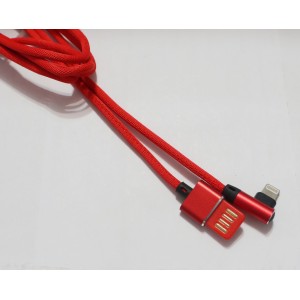 Кабель USB угловой Тканевые с плетеными проводами Lighting,iphon 7/8/X красный Кабель USB угловой Тканевые с плетеными проводами Lighting,iphon 7/8/X красный