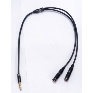 Переходник-адаптер 3.5 M to 2*3.5 F 4pin (микрофон и наушники) 0.28 м Переходник-адаптер 3.5 M to 2*3.5 F 4pin (микрофон и наушники) 0.28 м