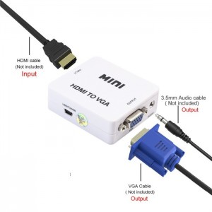 Конвертер MINI HDMI to VGA с поддержкой разрешения 1080р Конвертер MINI HDMI to VGA с поддержкой разрешения 1080р