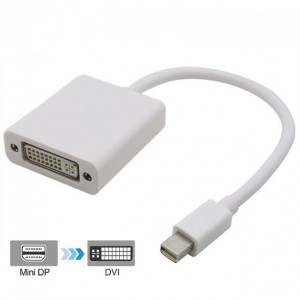 Конвертер mini Display Port (папа) на DVI(мама) 20cm, White, 4K / 2K Конвертер mini Display Port (папа) на DVI(мама) 20cm, White, 4K / 2K