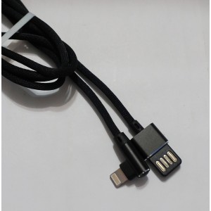 Кабель USB угловой Тканевые с плетеными проводами Lighting,iphon 7/8/X черный Кабель USB угловой Тканевые с плетеными проводами Lighting,iphon 7/8/X черный