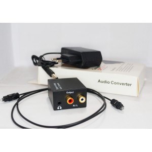 Конвертер звука Digital to Analog + AUX /с оптическим кабелем (оптический ,цифровой преобразователь c телевизора в аналог)
